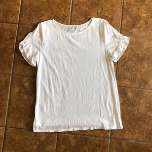 LOFT white top with ruffle sleeves